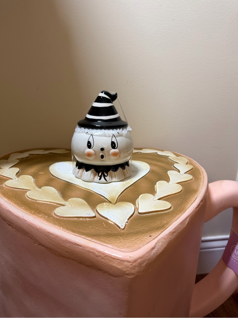 Johanna Parker Halloween Ghost Lidded Bowl with Witch Hat